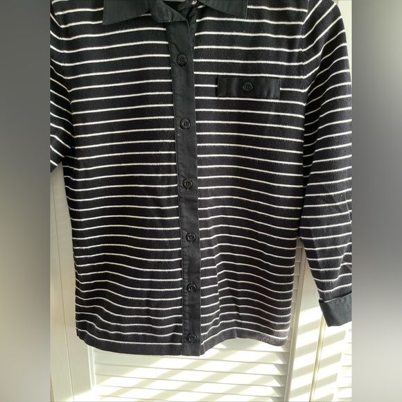 Jones New York Women's Black White Striped Button Up Knit Sweater Size Petite PP - Picture 7 of 11